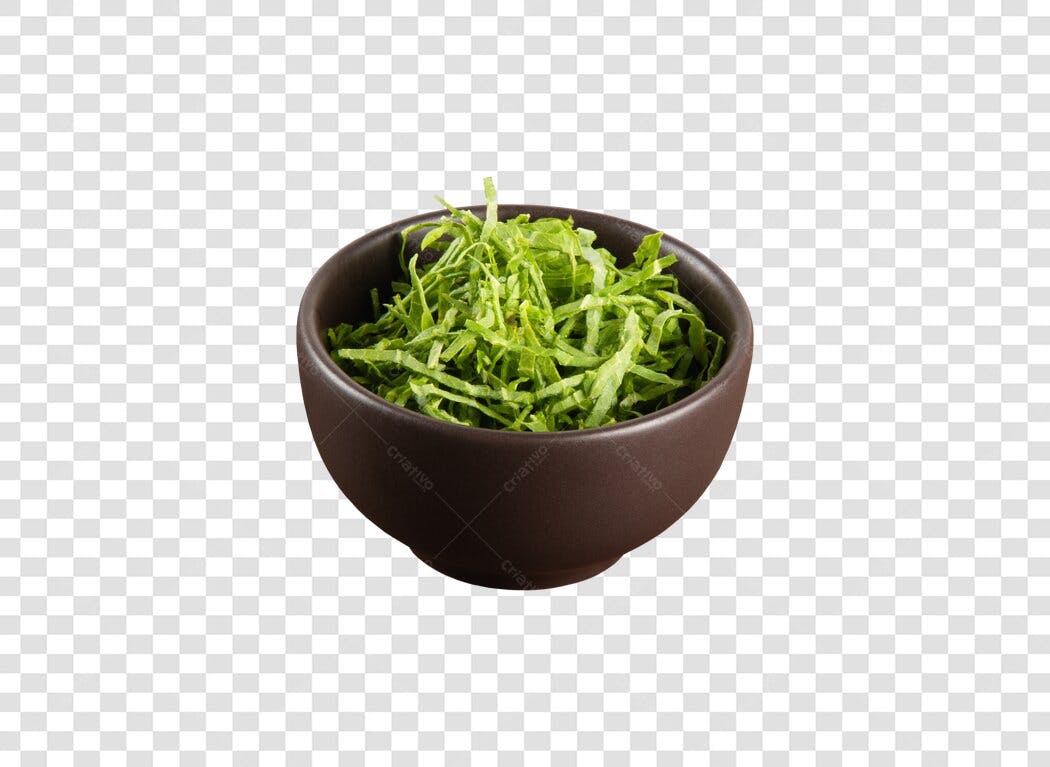 Recurso Visual Couve Picada Tigela Marrom PNG com fundo transparente