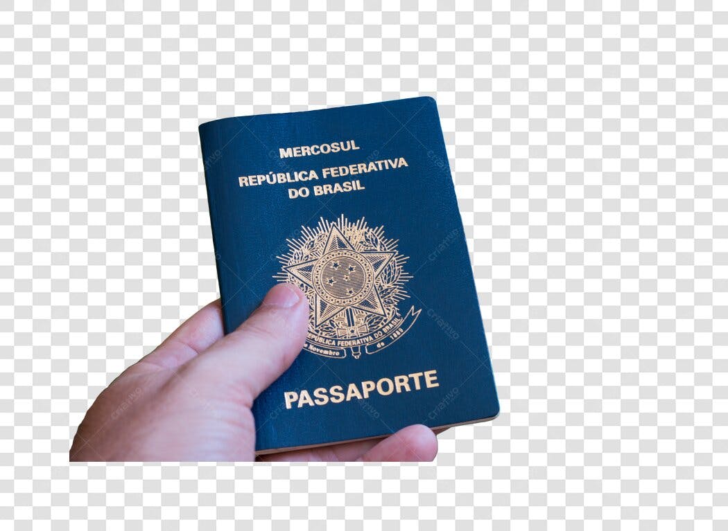 Documento Passaporte Brasileiro Azul Marinho Mão Viajante PNG com fundo transparente