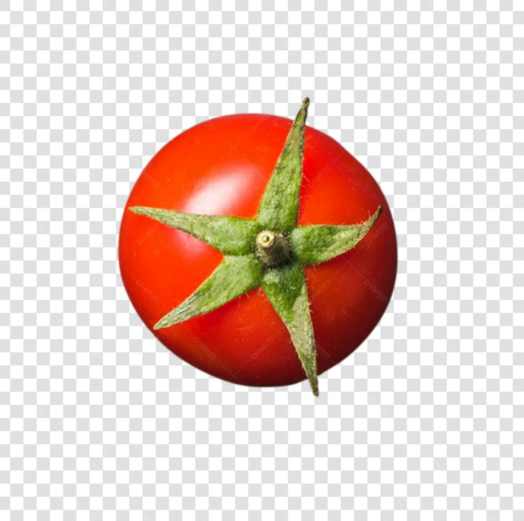 Ícone de Tomate Vermelho Fresco com Folhas Verdes PNG com fundo transparente