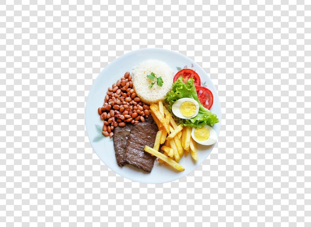 Prato de Comida Brasileira Completa Almoço Jantar PNG com fundo transparente