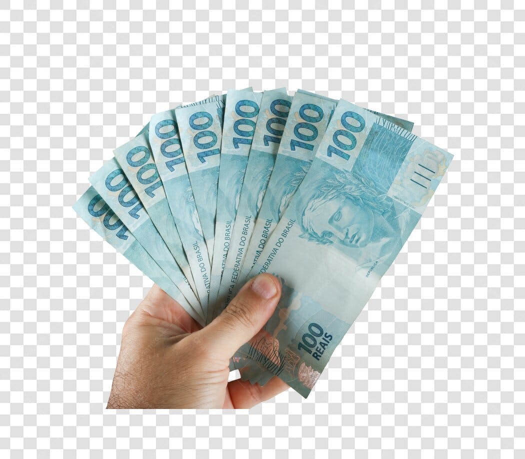 Imagem Mão Masculina Segurando Notas de 100 Reais Azuis PNG com fundo transparente