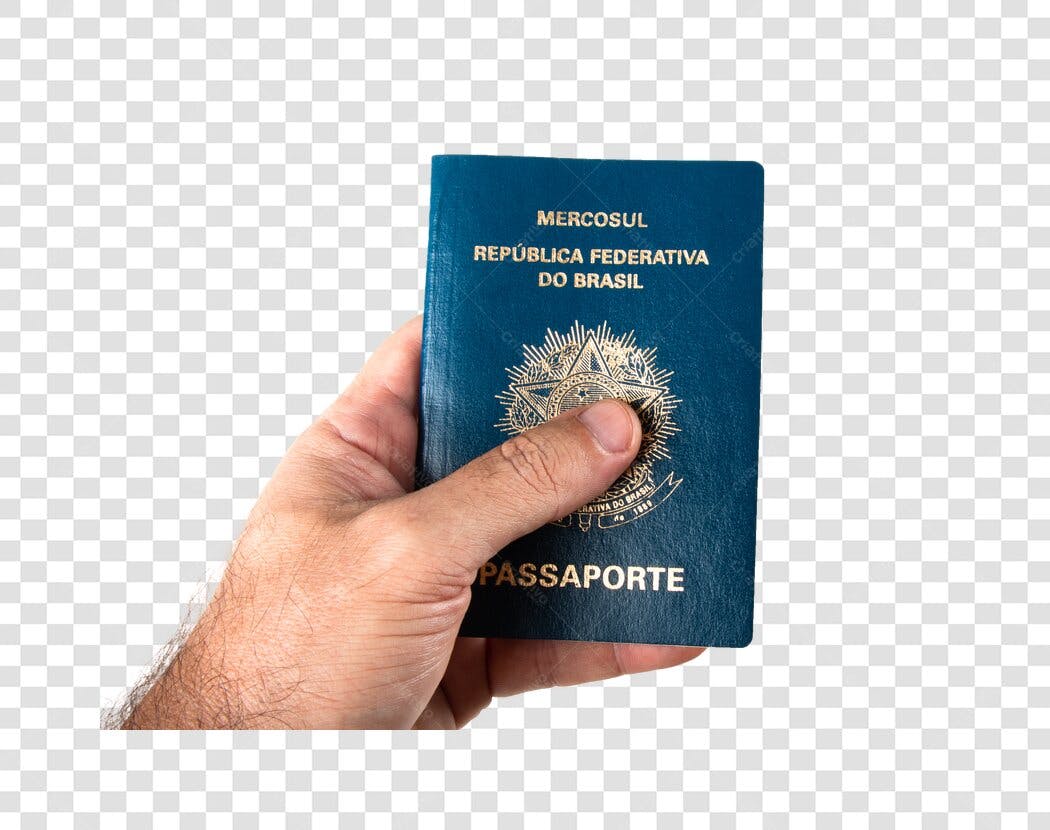 Passaporte Brasileiro na Mão Documento de Viagem PNG com fundo transparente