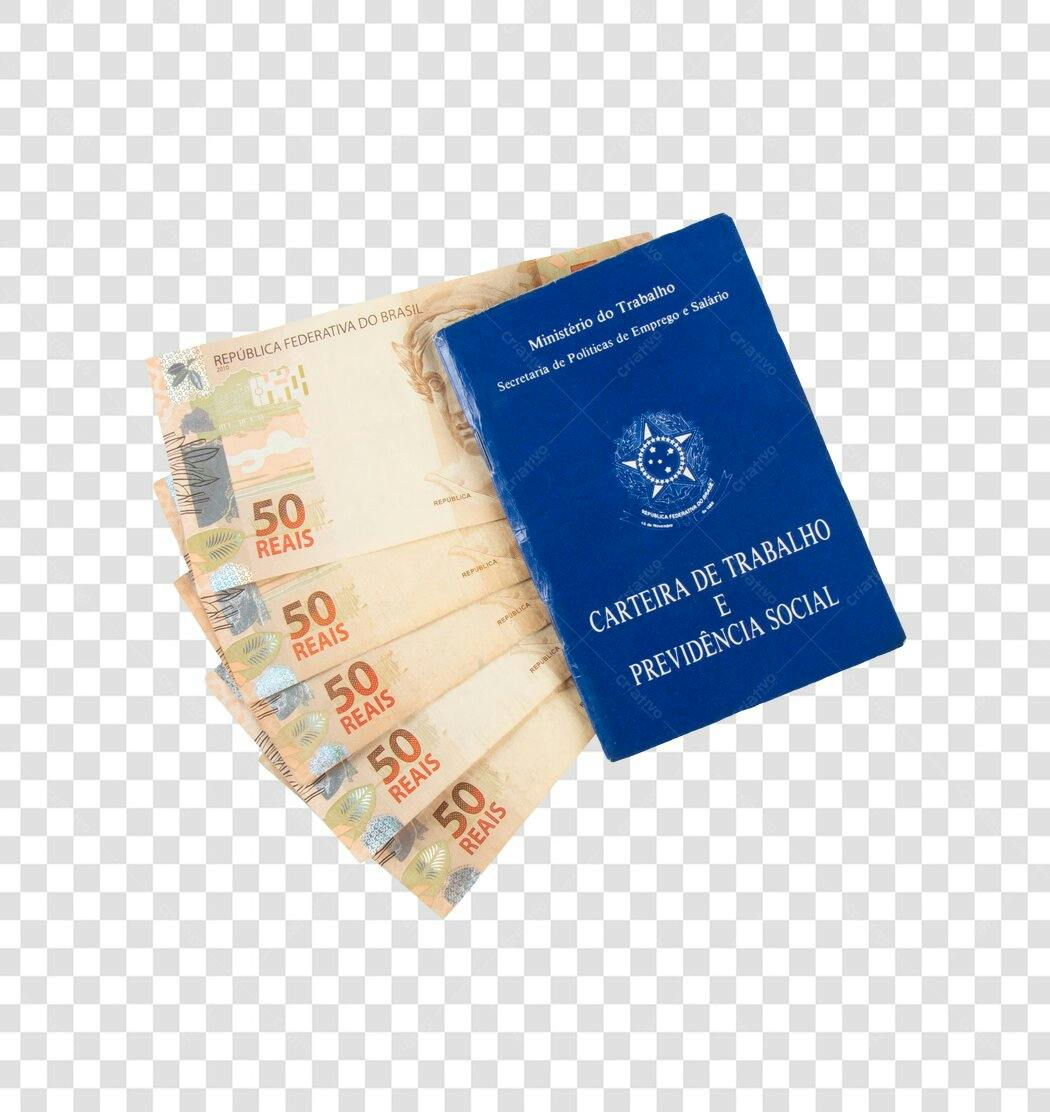 Imagem Carteira de Trabalho e Salário 50 Reais Brasil PNG com fundo transparente