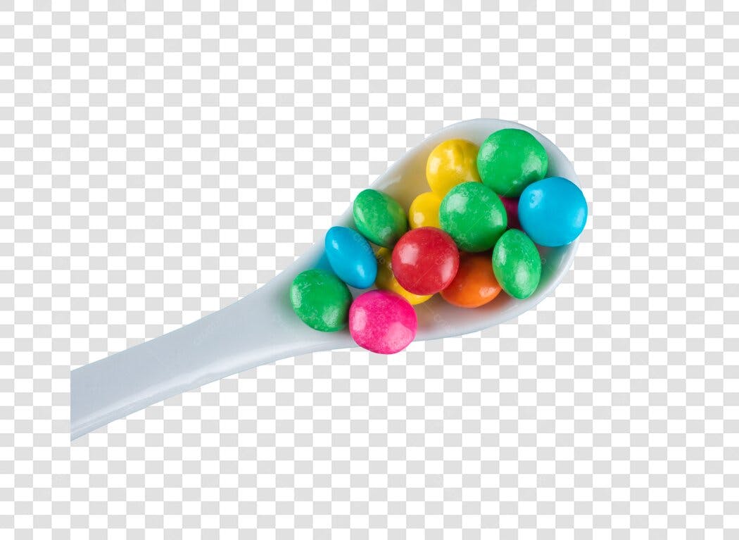 Clipart Colher com Confeitos Coloridos PNG com fundo transparente