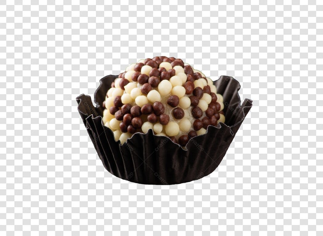 Elemento para Marketing Brigadeiro Gourmet Branco e Marrom PNG com fundo transparente