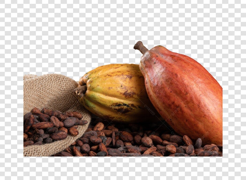 Imagem de Produto Grãos de Cacau e Frutos PNG com fundo transparente