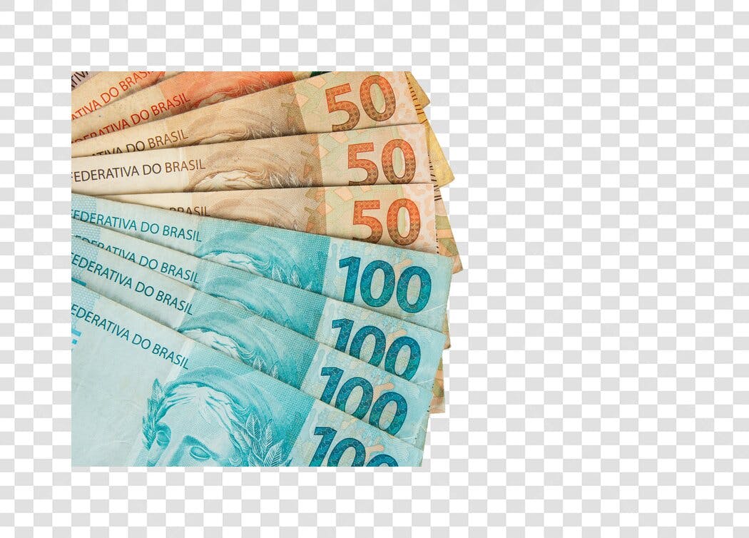 Elemento Gráfico Notas de 50 e 100 Reais Brasileiros PNG com fundo transparente