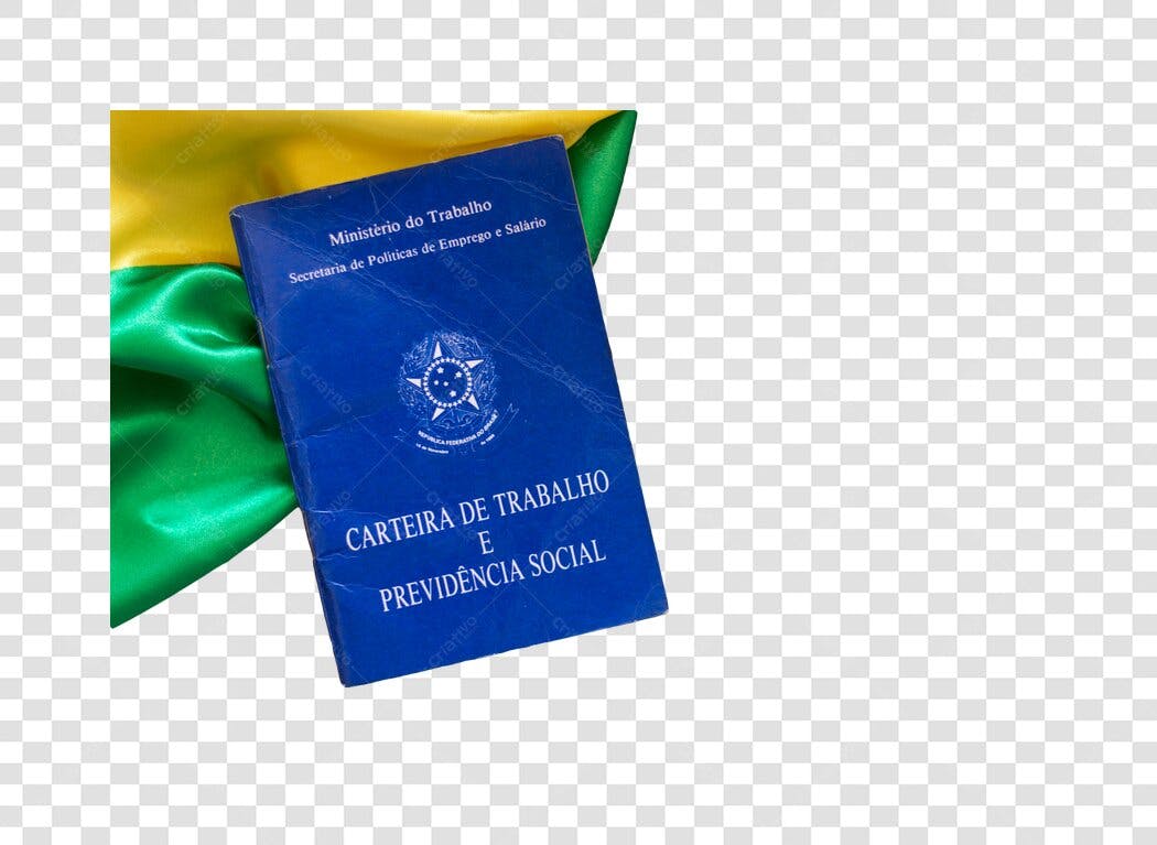 Documento Carteira de Trabalho Brasileira Azul Verde Amarelo PNG com fundo transparente
