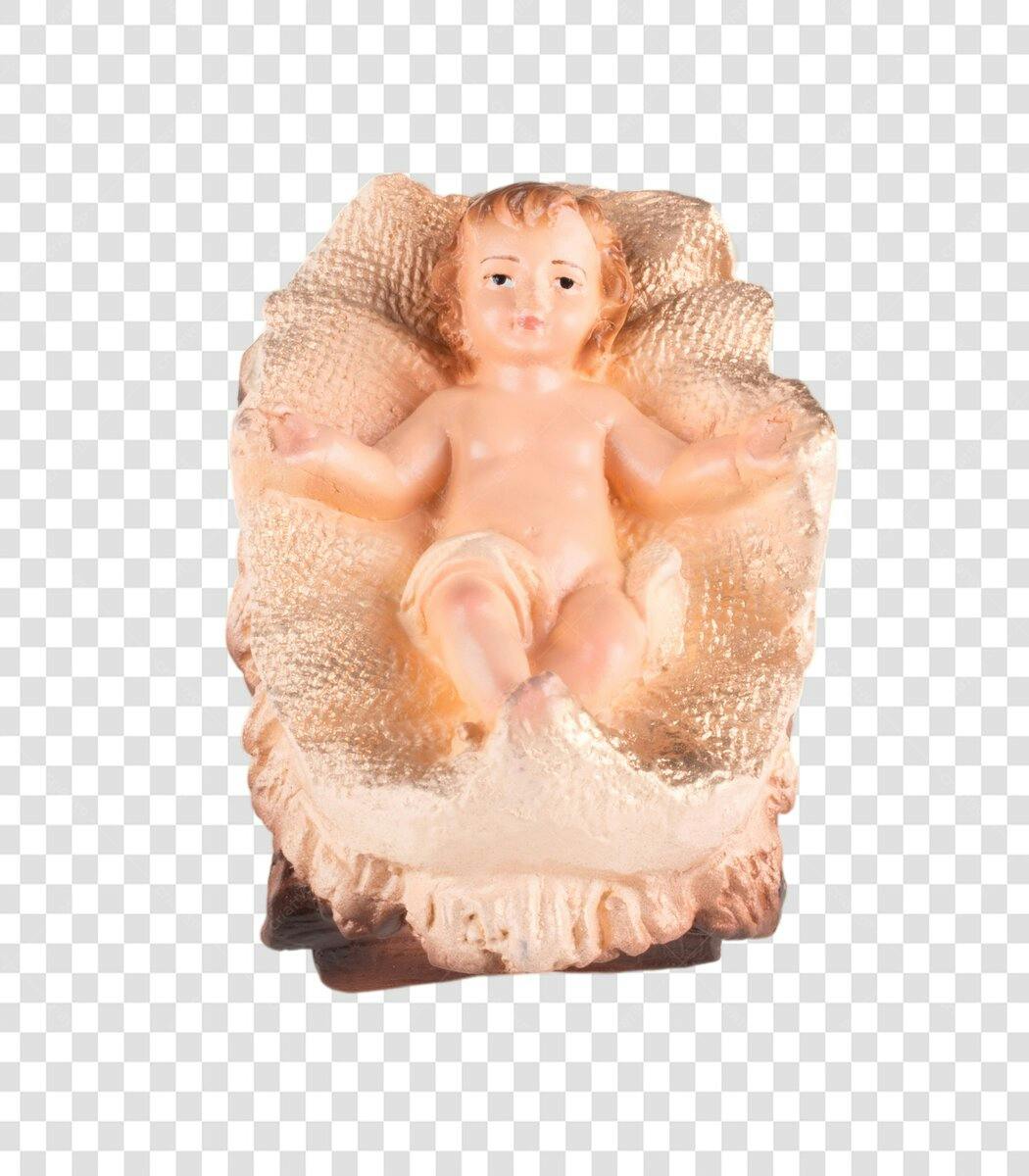 Estatueta Menino Jesus Presépio Natal Dourado PNG com fundo transparente