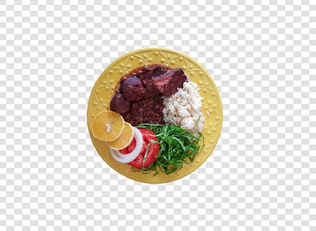 Imagem de Feijoada Completa com Arroz Couve Laranja e Tomate Cebola PNG com fundo transparente