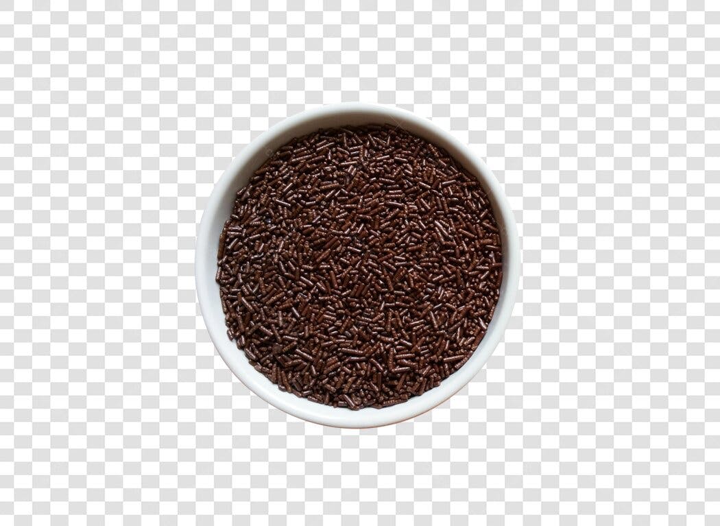 Elemento para Confeitaria Granulado de Chocolate em Tigela PNG com fundo transparente