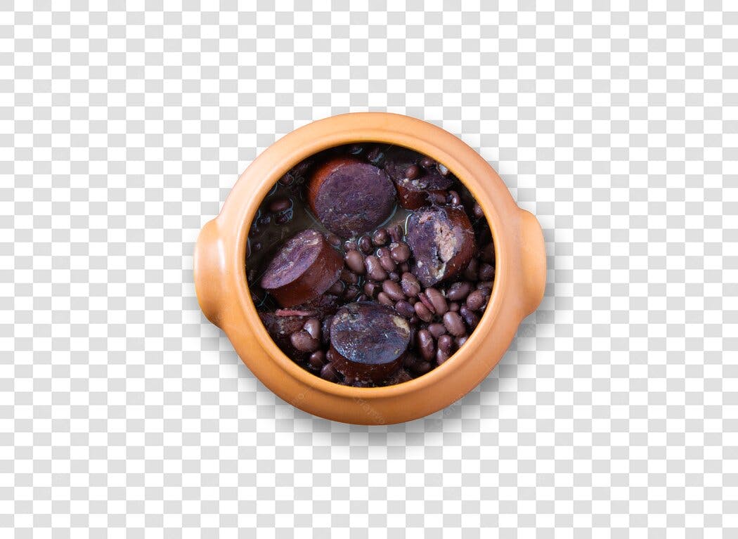 Prato de comida Feijoada Completa em Tigela de Barro PNG com fundo transparente