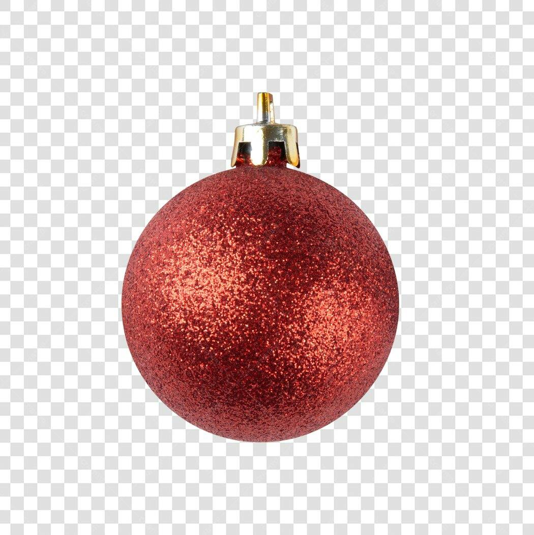 Bola de Natal Vermelha com Glitter PNG para Decoração Festiva Fundo Transparente
