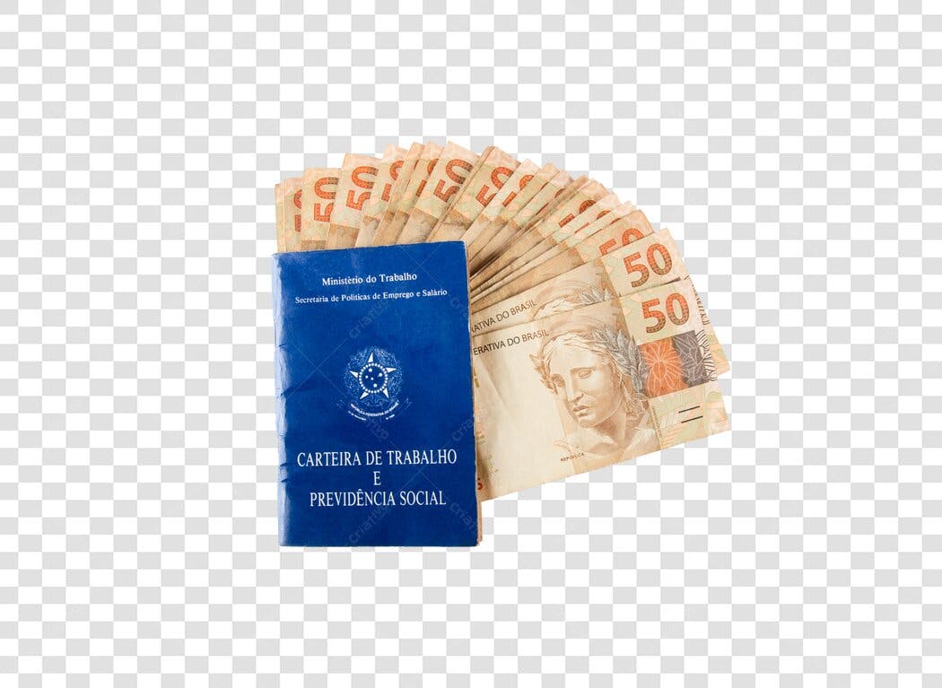 Imagem para marketing de emprego Carteira de Trabalho e dinheiro PNG com fundo transparente