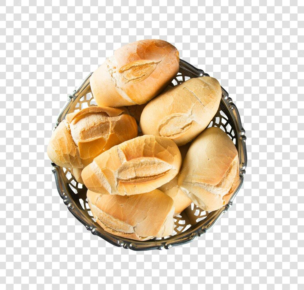 Imagem de Pão Francês Fresco em Cesta Dourada para Padaria PNG com fundo transparente