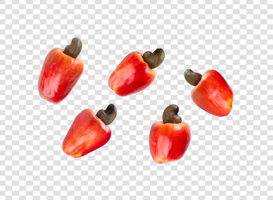Frutas Tropicais Caju Vermelho Laranja PNG com fundo transparente