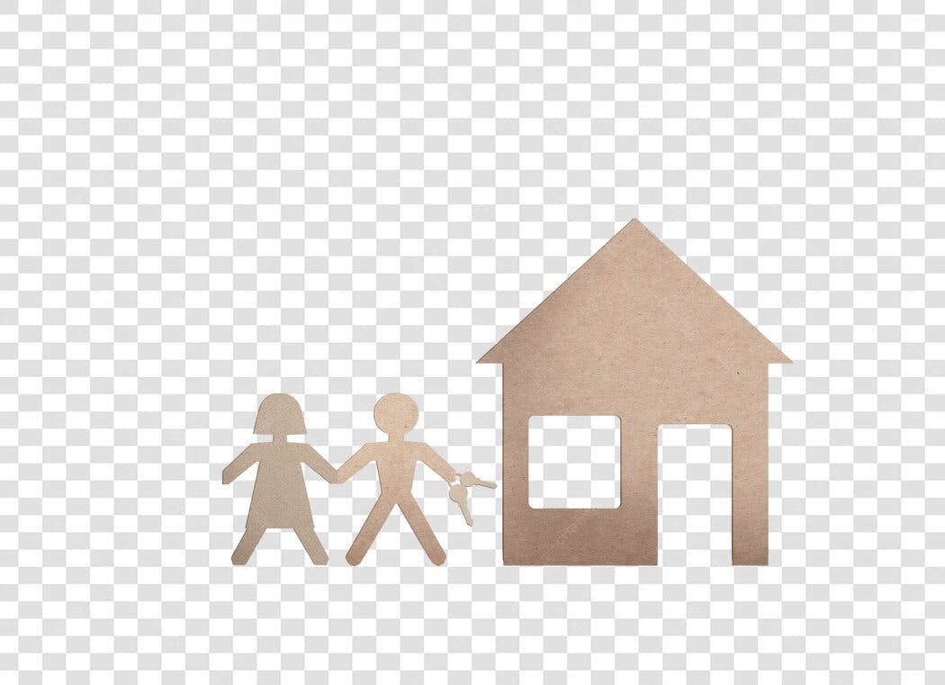 Ilustração Família Casal Chaves de Casa Imóvel Marrom PNG com fundo transparente