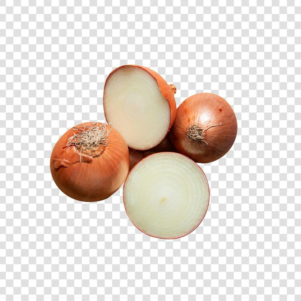 Elemento gráfico de Cebolas frescas inteiras e cortadas PNG com fundo transparente