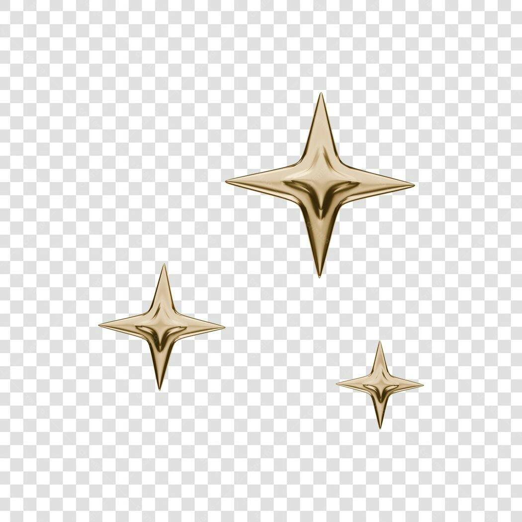 Elemento gráfico brilho dourado metálico estrelas faíscas PNG com fundo transparente