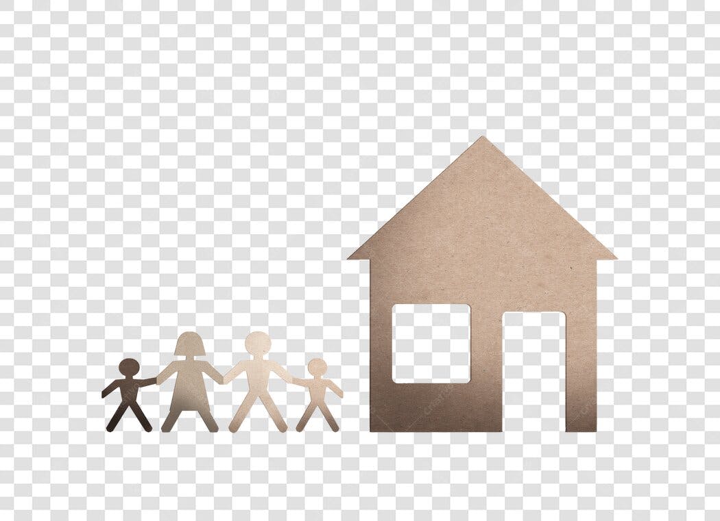 Elemento Gráfico Casa e Família Recortada PNG com fundo transparente