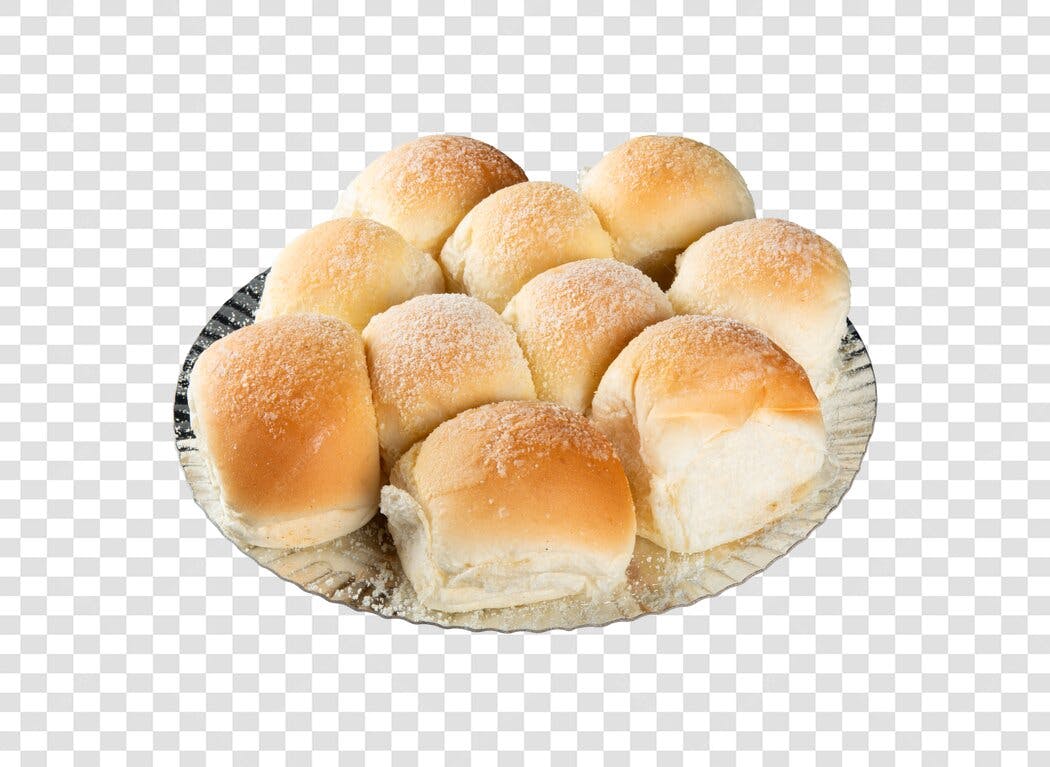 Coleção de Mini Pães Doces em Prato Dourado PNG com fundo transparente