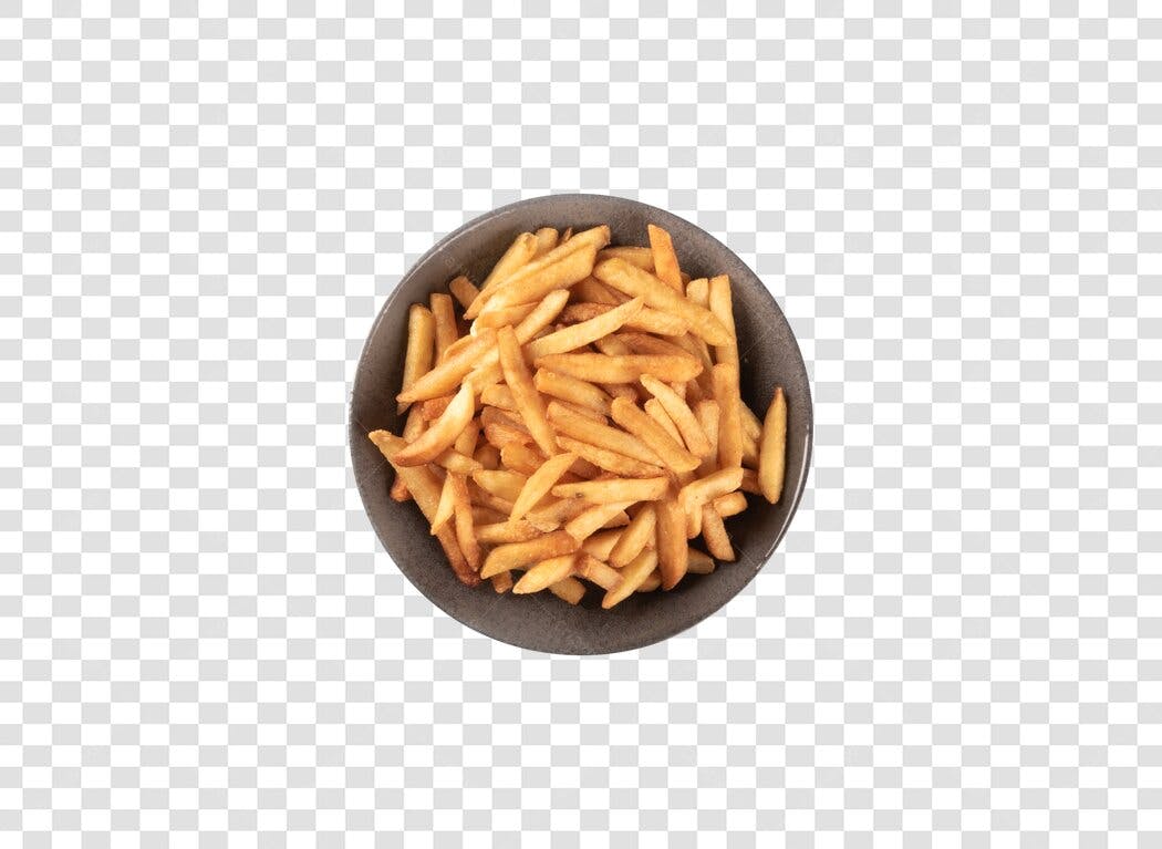 Prato de Batatas Fritas Douradas PNG com fundo transparente para fast food