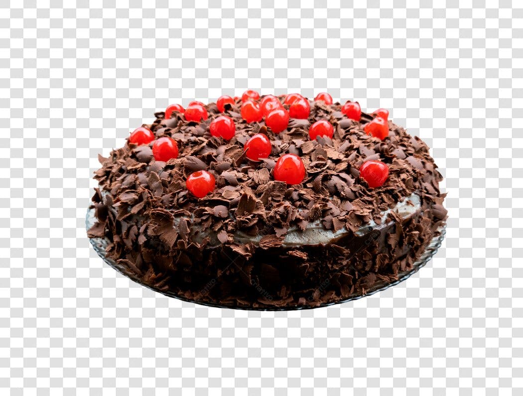 Bolo de chocolate com cerejas para aniversário celebração PNG com fundo transparente