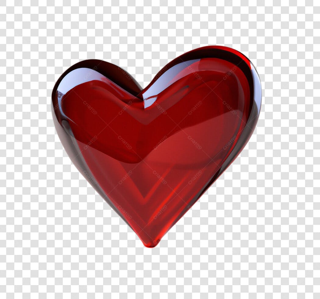 Ilustração Coração Vermelho Vidro 3D Amor e Romance PNG com fundo transparente
