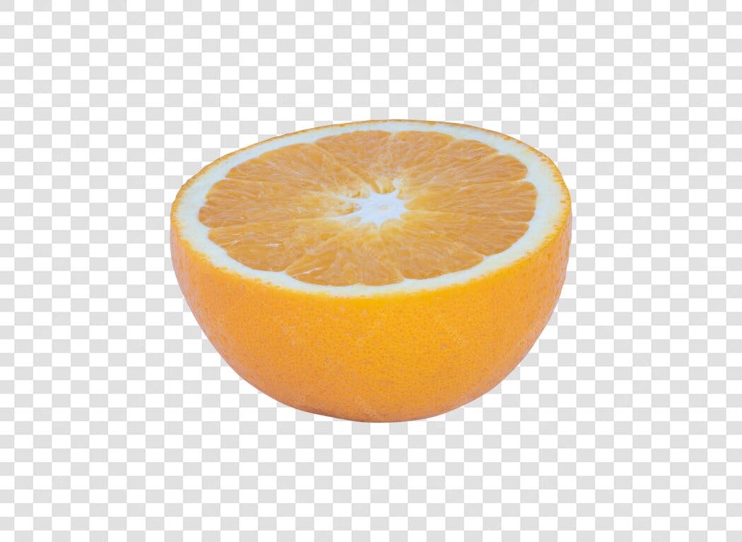 Imagem de Fruta Laranja cortada ao meio vibrante PNG com fundo transparente