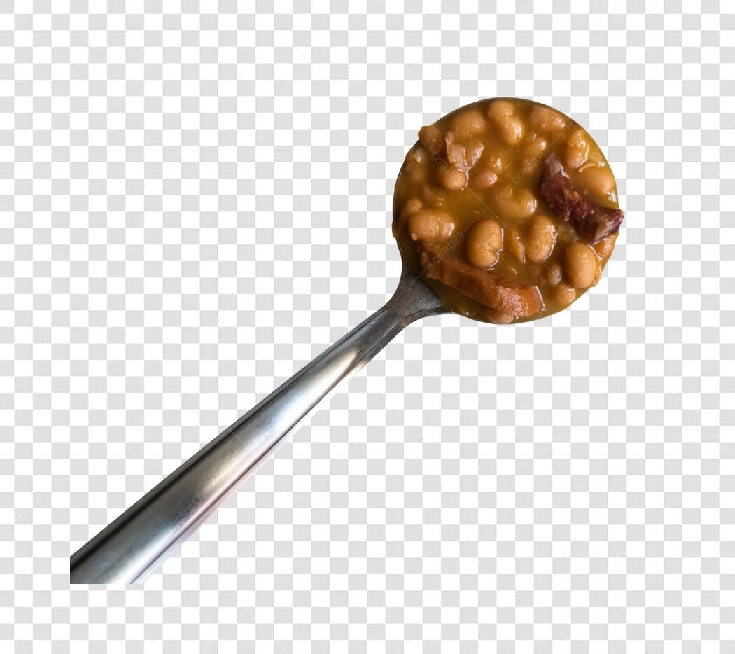 Elemento gráfico feijoada na colher para cardápio restaurante PNG com fundo transparente