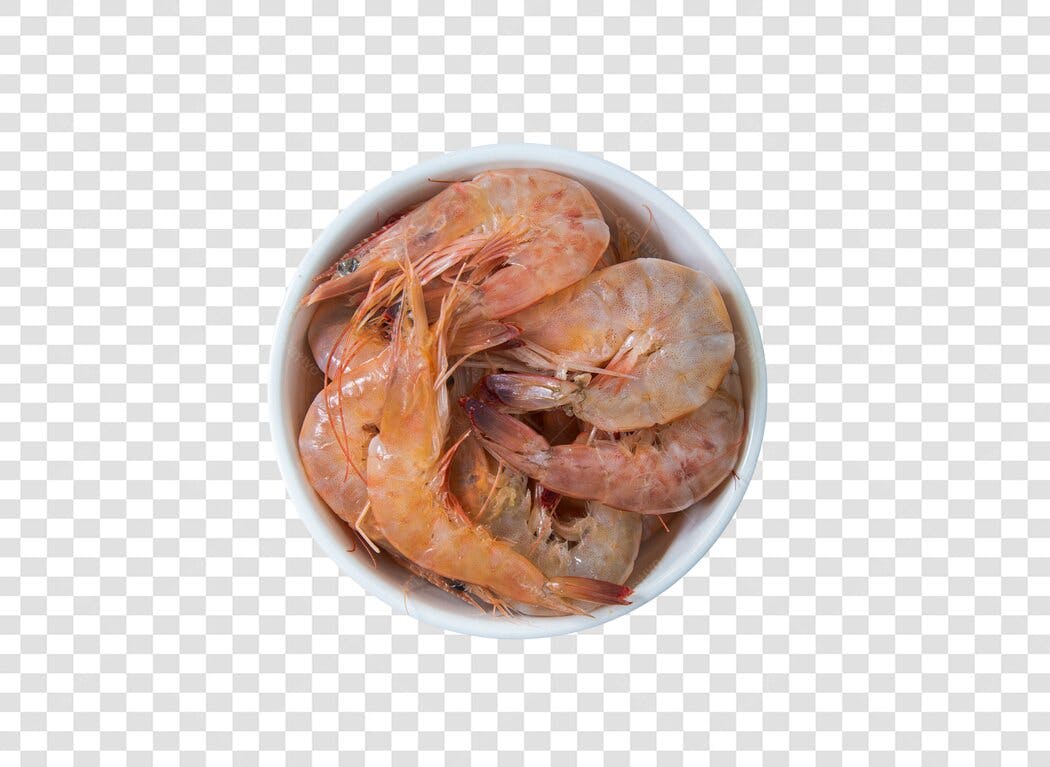 Foto de Produto Camarões Cozidos em Tigela para Menu PNG com fundo transparente