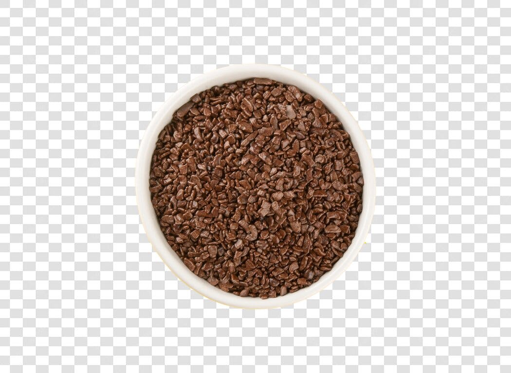 Elemento gráfico granulado de chocolate em tigela branca PNG com fundo transparente