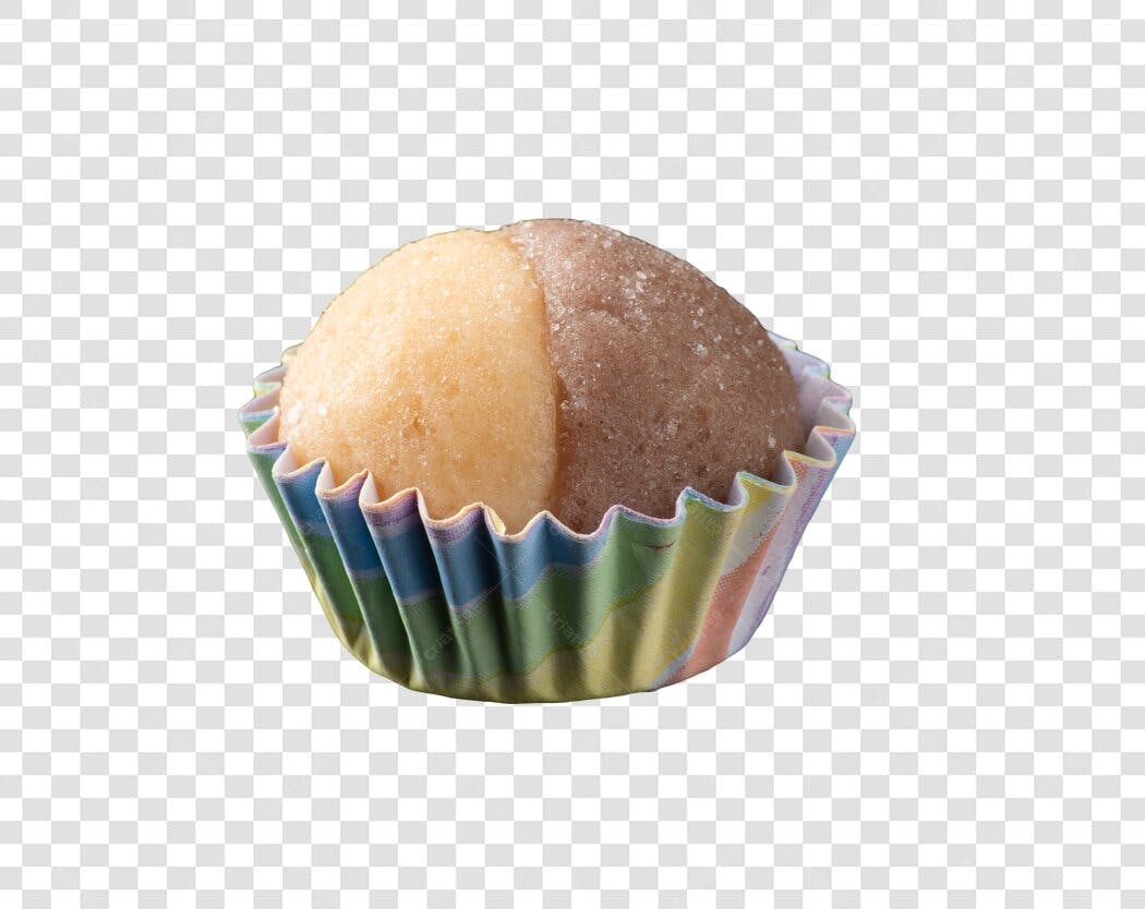 Elemento gráfico Brigadeiro Dois Amores chocolate e branco para doceria PNG com fundo transparente