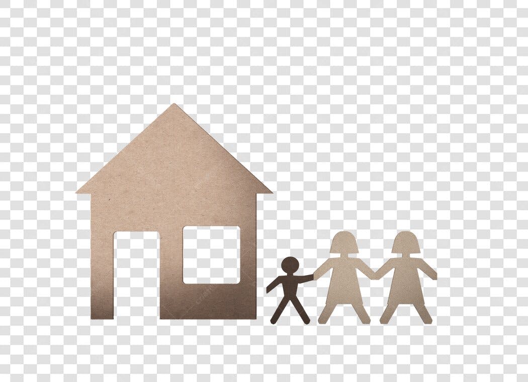 Ilustração Família Casa Recortes Papel Marrom Claro Arte Minimalista PNG com fundo transparente