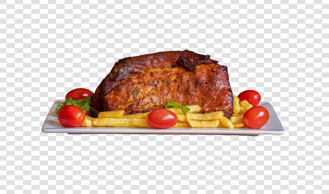 Foto de Comida Costela Assada Batata Frita Tomate PNG com fundo transparente