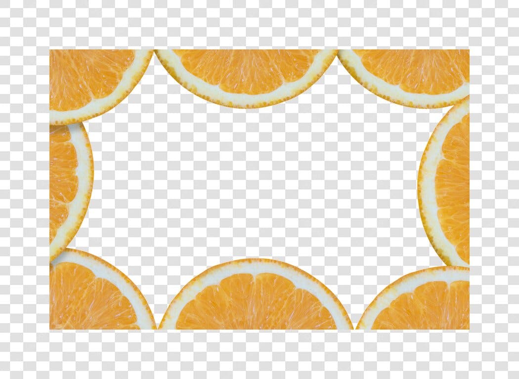 Moldura de fatias de laranja para design cítrico PNG com fundo transparente