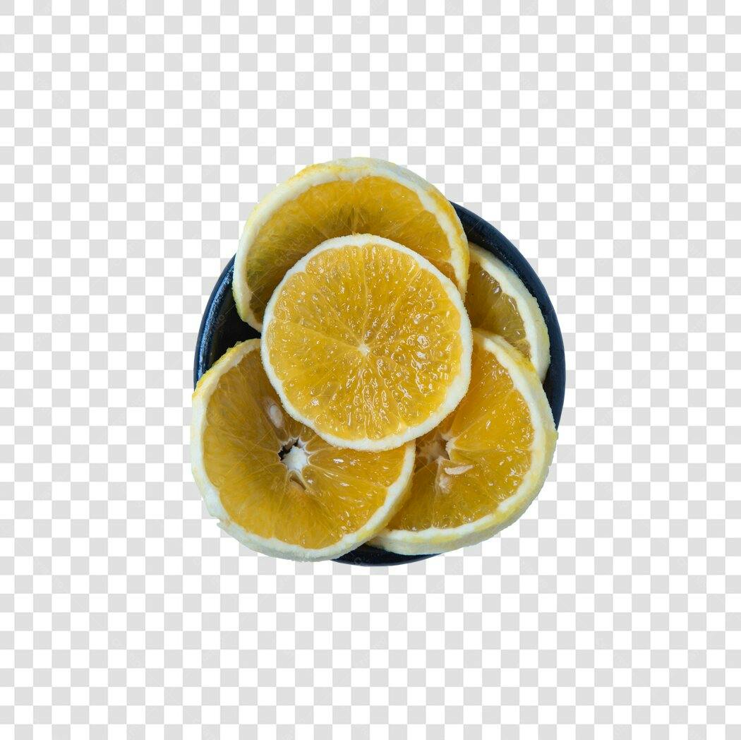 Fatias de Laranja Frescas em Tigela PNG com fundo transparente