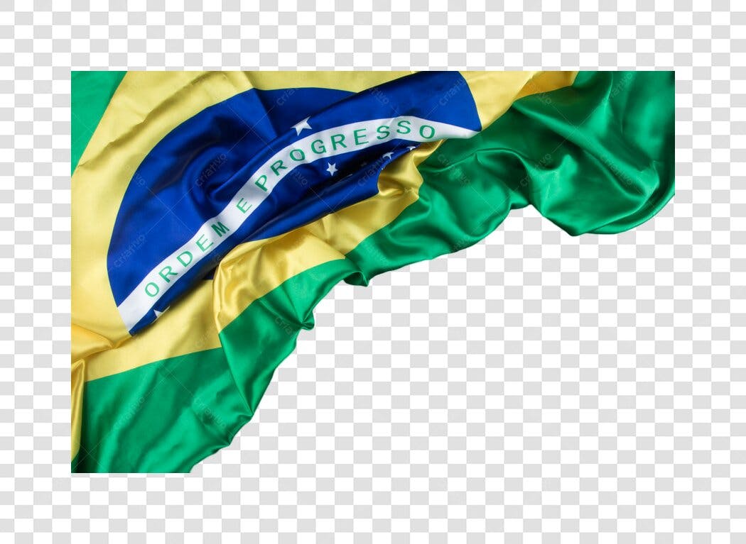 Bandeira do Brasil ondulada verde amarelo azul PNG para marketing com fundo transparente