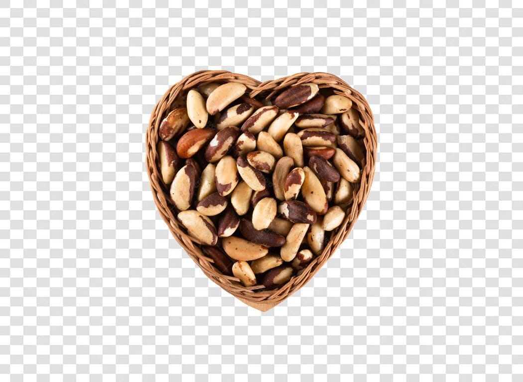 Cesta de Castanhas do Pará em Coração para Amor Saúde PNG com fundo transparente