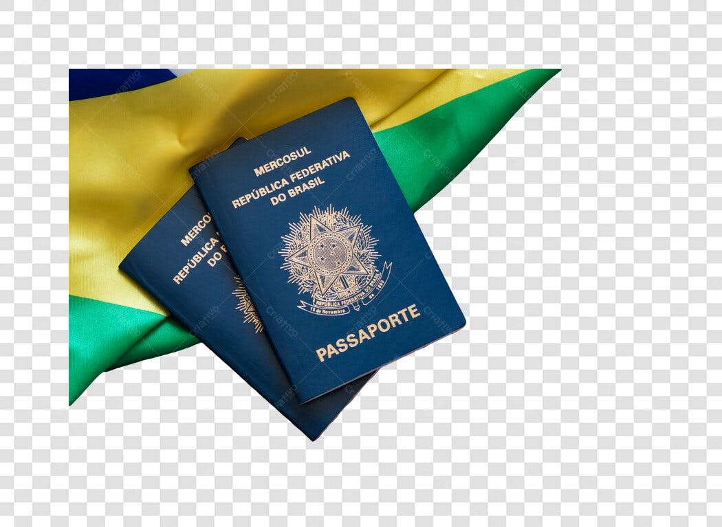 Imagem Passaportes Brasileiros Mercosul e Bandeira do Brasil PNG com fundo transparente