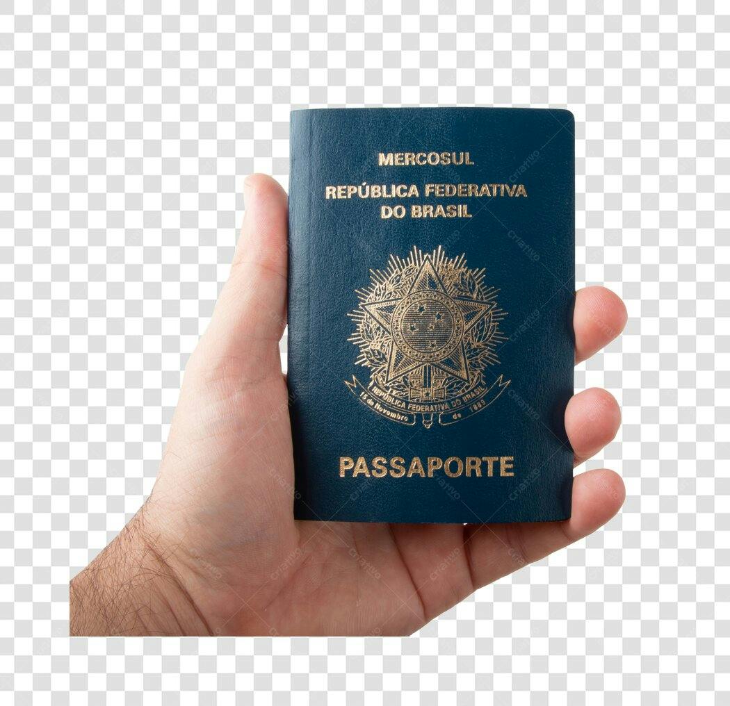 Imagem de Passaporte Brasileiro na Mão com Fundo Transparente PNG