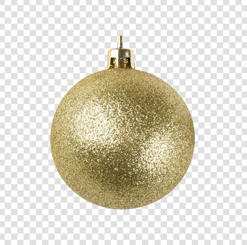 Elemento Gráfico Bola de Natal Glitter Dourado PNG com fundo transparente