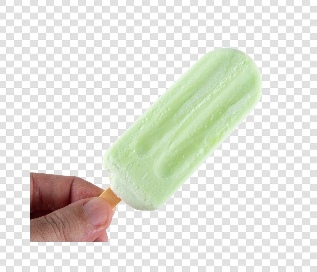 Elemento gráfico picolé verde claro em mão verão refrescante PNG com fundo transparente