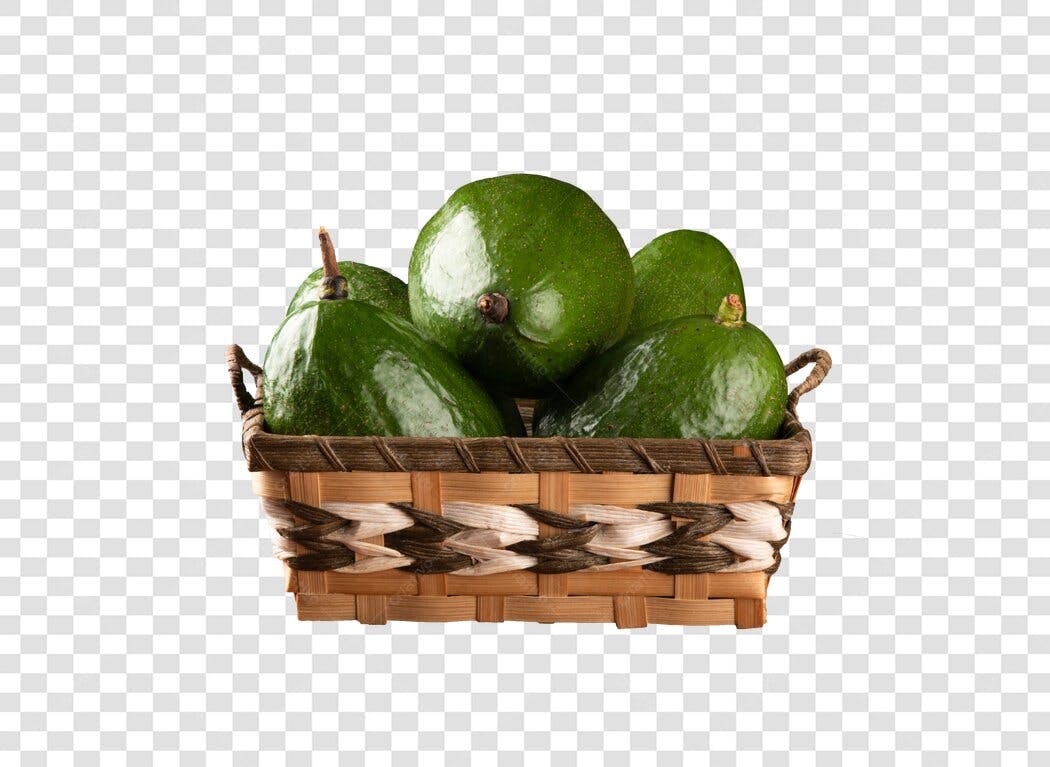 Cesta de Abacates Verdes Frescos PNG com fundo transparente