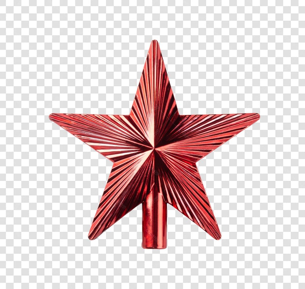 Enfeite estrela de Natal vermelho brilhante PNG com fundo transparente