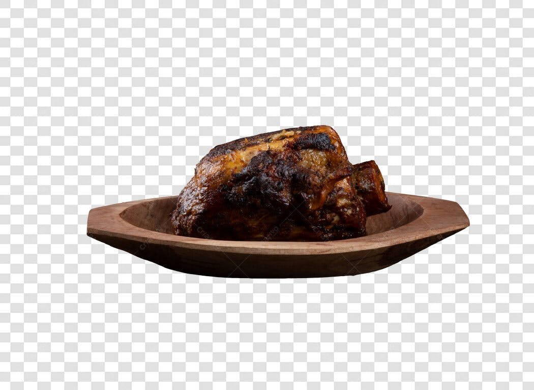 Imagem de carne assada suculenta em tigela de madeira PNG com fundo transparente