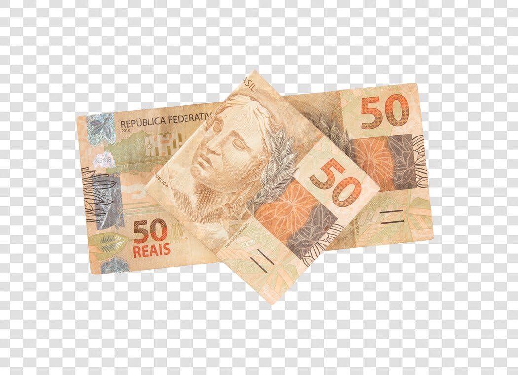 Cédula de 50 Reais Moeda Brasileira Dinheiro PNG com fundo transparente