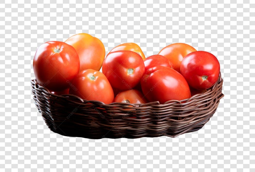 Composição de Tomates Frescos na Cesta PNG com fundo transparente