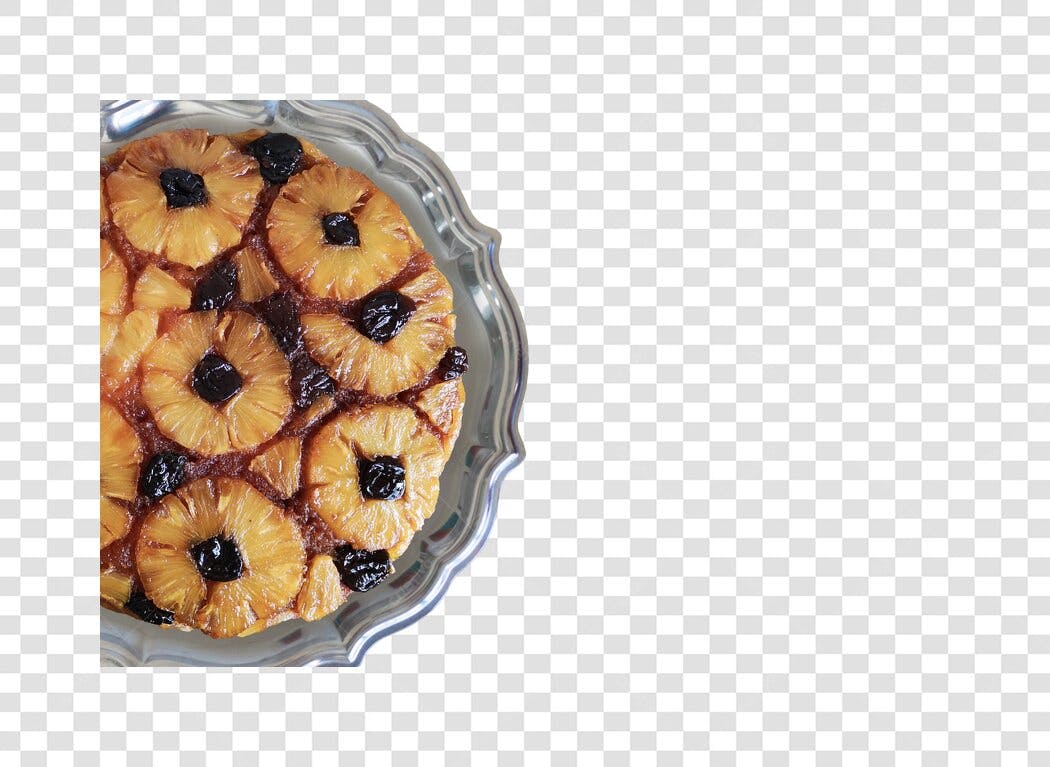 Sobremesa Bolo de Abacaxi Invertido com Cerejas PNG com fundo transparente