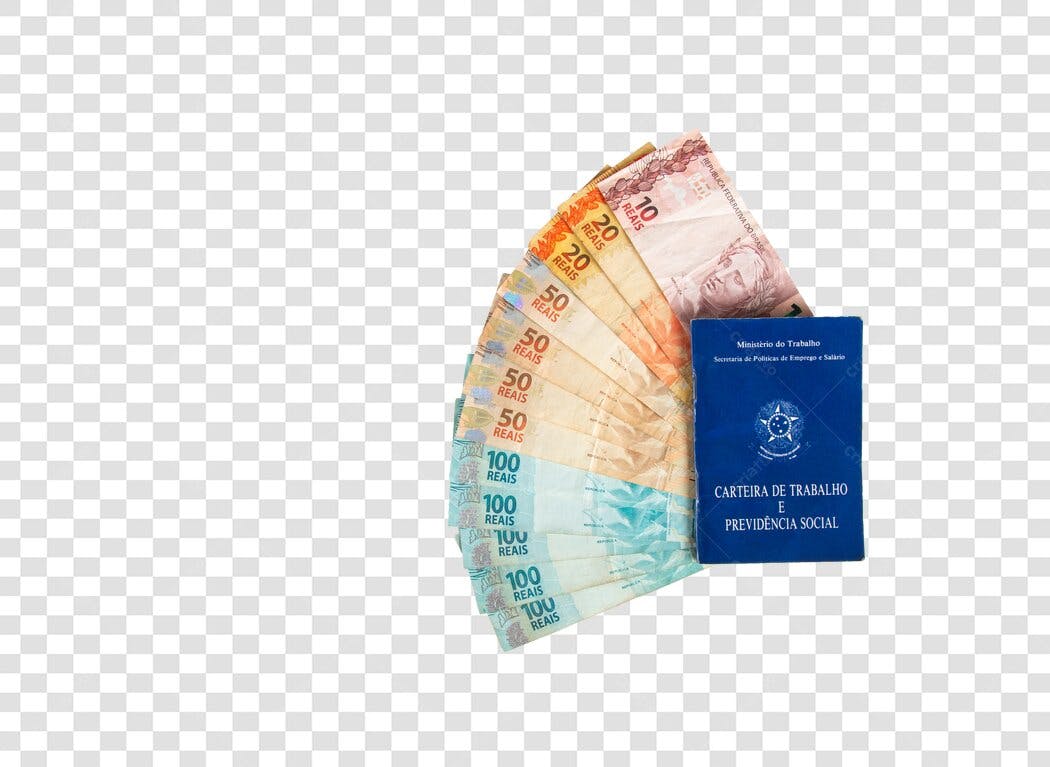 Recurso Visual Salário e Carteira de Trabalho Reais Brasileiros PNG com fundo transparente